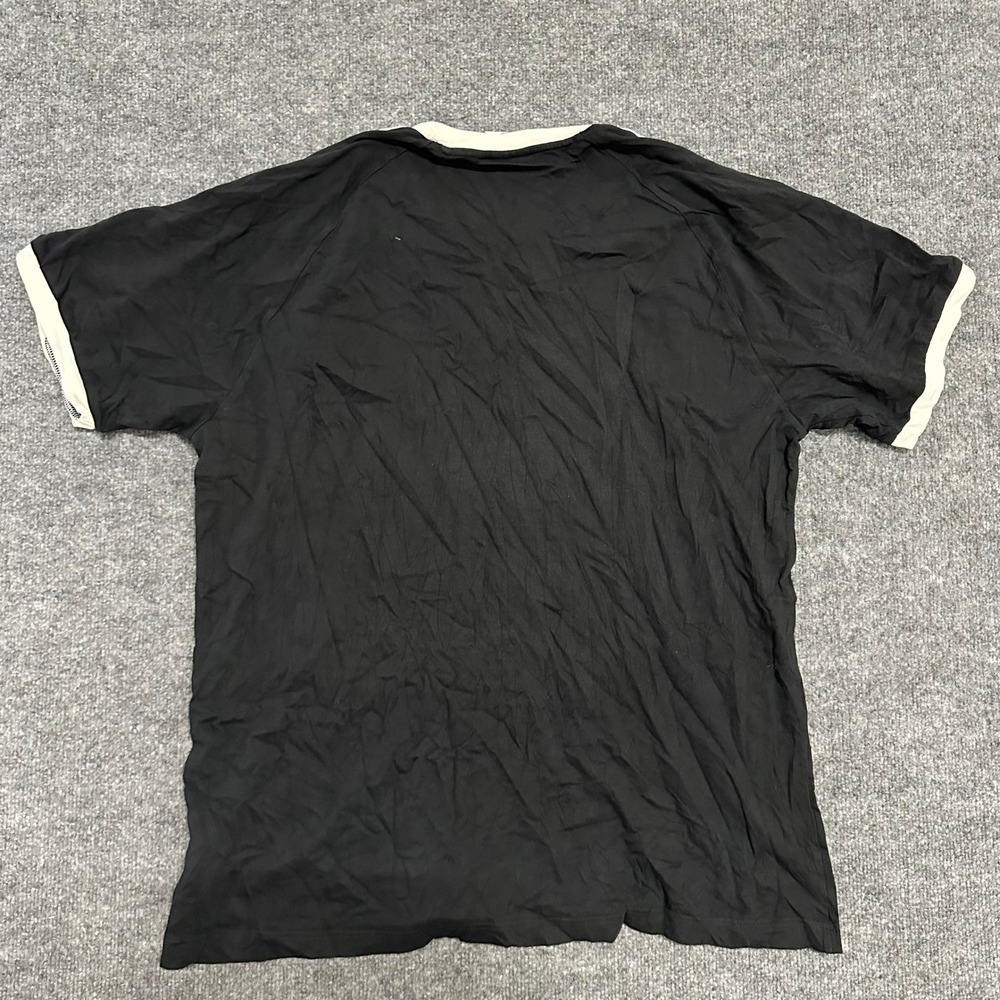 Adidas T-Shirt Mens Size 2XL Black White Ringer Trefoil 3 Stripe Athletic Cotton - Picture 6 of 7